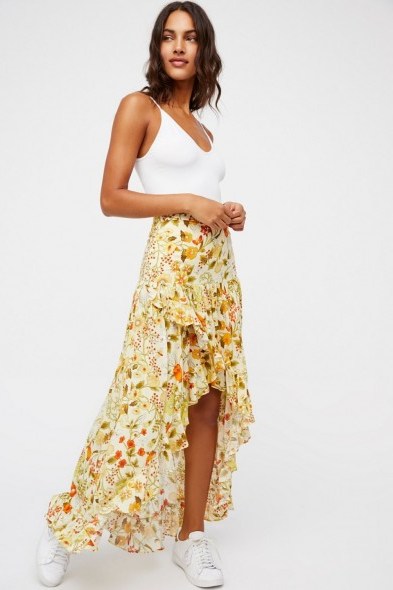 Sayulita Frill Split Skirt | high low floral maxi skirts - flipped