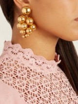 OSCAR DE LA RENTA Sphere-embellished cluster clip-on earrings ~ statement jewellery