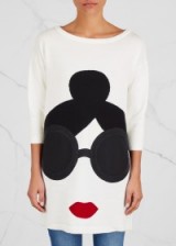 ALICE + OLIVIA Stace Face white stretch wool jumper | fun applique jumpers | knitwear