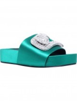 STELLA LUNA Embellished buckle satin slides #green #luxe #shoes