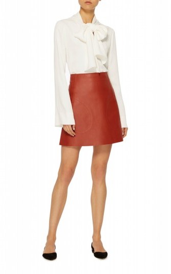 Khaite Stephania Leather Mini Skirt | luxe A-line skirts - flipped