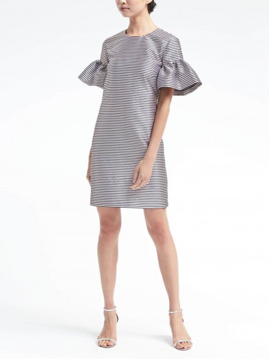 BANANA REPUBLIC Stripe Ruffle-Sleeve Shift Dress
