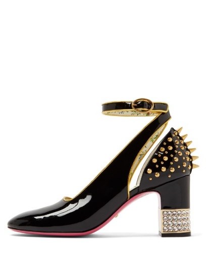 GUCCI Stud-embellished patent-leather pumps - flipped
