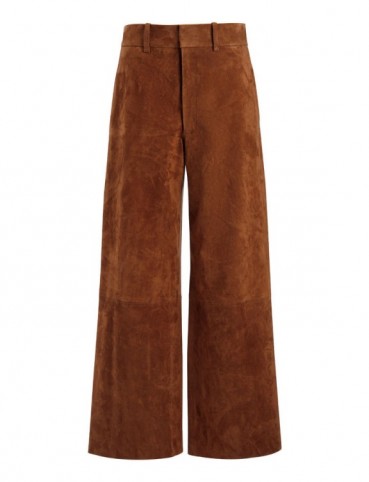 JOSEPH Suede Stretch Ferrandi Crop Trousers / rust-brown cropped pants