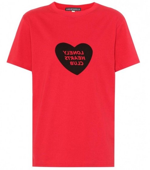 ALEXACHUNG Printed cotton T-shirt / red slogan tee - flipped
