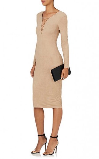 T BY ALEXANDER WANG Lace-Up Sueded Jersey Dress - flipped