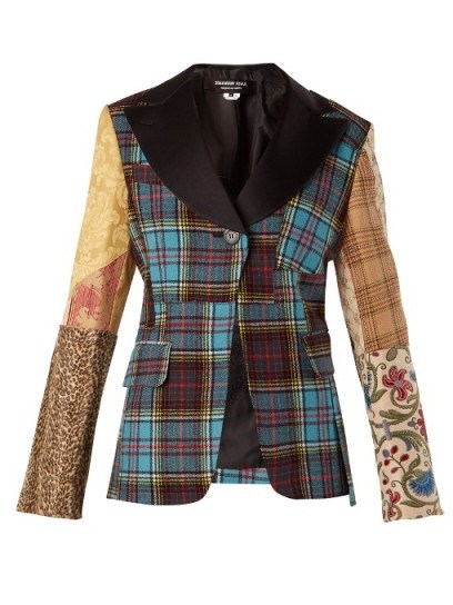 JUNYA WATANABE Tartan-checked contrast-sleeve wool-blend jacket ~ patch plaid jackets - flipped