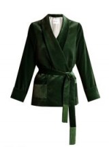RACIL Tassel-embellished belted velvet jacket ~ green wrap jackets