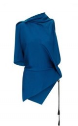 Roland Mouret TAVISTOCK TOP – blue silk asymmetric tops