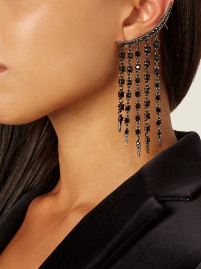 OSCAR DE LA RENTA Tendril crystal-embellished earrings - flipped