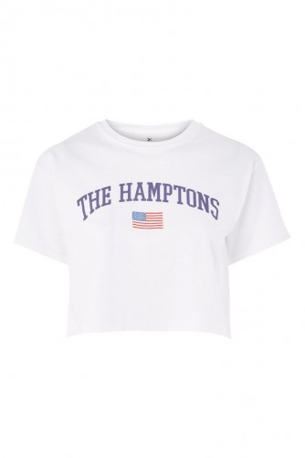 Tee & Cake ‘The Hamptons’ Slogan Crop T-Shirt | cropped t-shirts