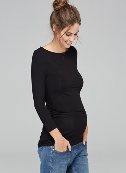 ISABELLA OLIVER THE MATERNITY BRACELET SLEEVE TEE ~ ruched pregnancy tops - flipped