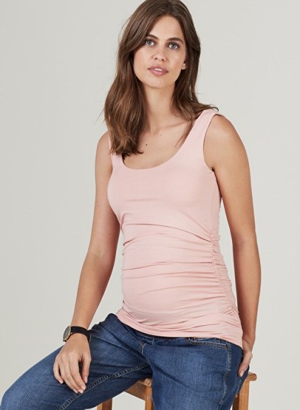 Isabella Oliver THE MATERNITY TANK – pink side ruched jersey top - flipped