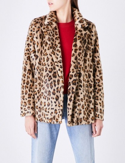 THEORY Clairene leopard-pattern faux-fur jacket ~ glam animal print jackets - flipped
