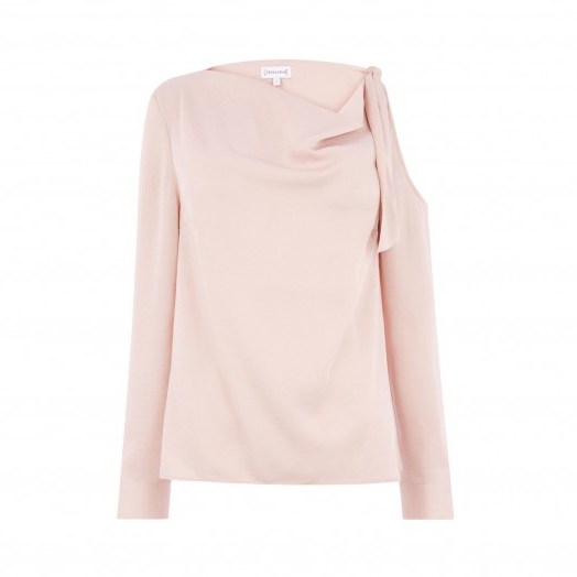 Warehouse TIE SHOULDER COWL NECK TOP #pink #tops #casual - flipped