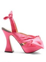CHARLOTTE OLYMPIA To Die For block-heel satin sandals ~ pink bow embellished platforms