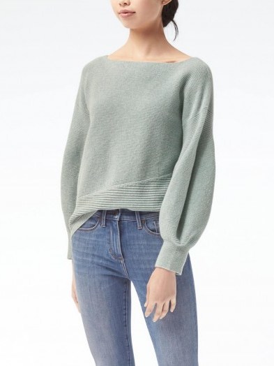 Todd & Duncan Cashmere Poet-Sleeve Pullover Soft Blue - flipped