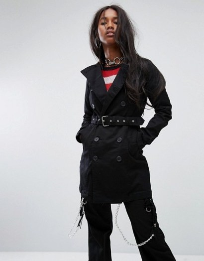Tripp NYC Belted Trench Coat ~ black macs - flipped