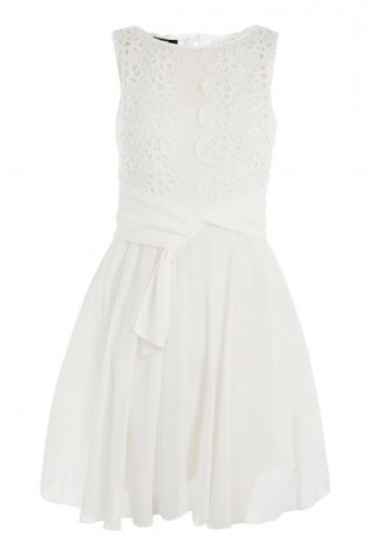 TFNC Tutu Skater Dress ~ white open back party dresses - flipped