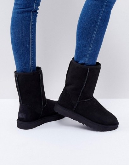 UGG Classic Short II Black Boots | black suede | winter footwear - flipped