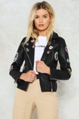 NASTY GAL Up in Arms Patch Moto Jacket ~ black biker jackets