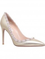 VALENTINO Rockstud 100 metallic-leather courts #gold #pumps #shoes