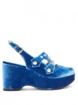 TOGA Velvet embellished wedge sandals | blue studded wedges