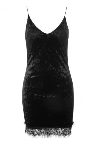 TOPSHOP Velvet Lace-Trim Slip Dress