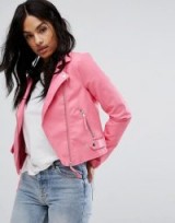 Vero Moda Leather Look Biker Jacket ~ pink moto jackets