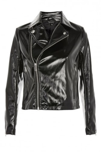 Topshop Vinyl Biker Jacket ~ black shiny jackets - flipped