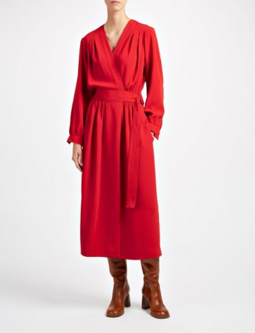 JOSEPH Viscose Cady Mati Dress / ruby-red wrap dresses