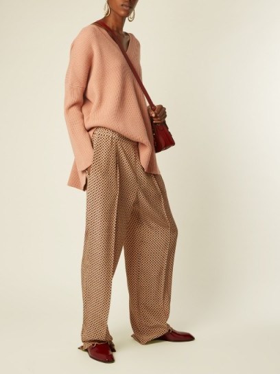 STELLA MCCARTNEY V-neck ribbed-knit wool sweater ~ pink sweaters ~ oversized jumpers - flipped