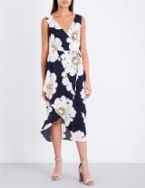 WAREHOUSE Melody floral-print crepe dress / blue and white floral dresses