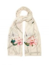 ALEXANDER MCQUEEN Waterlily fil coupé silk-blend scarf ~ luxe scarves