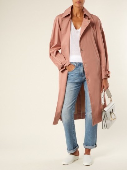 ELIZABETH AND JAMES Weston tie-waist cotton-blend trench coat | rose-pink coats - flipped
