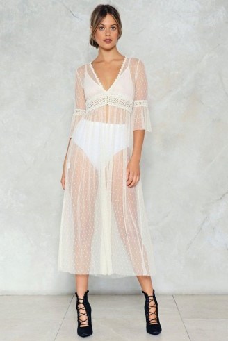 Nasty Gal What You See Lace Dress – sheer white dresses - flipped