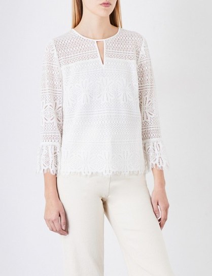 WHISTLES Marylou lace crepe-georgette top - flipped