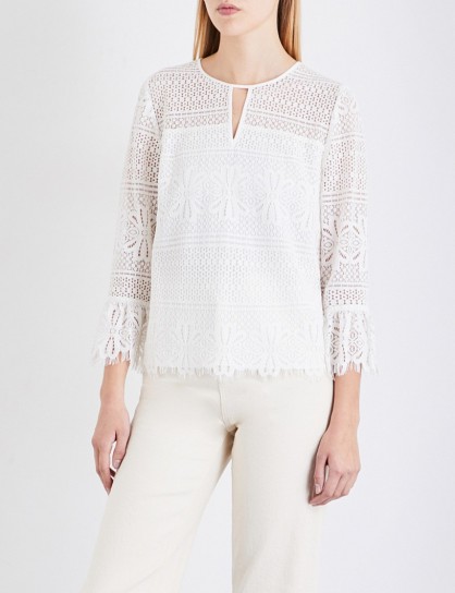 WHISTLES Marylou lace crepe-georgette top