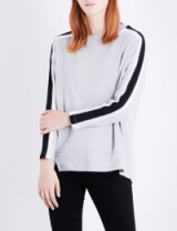 WHISTLES Stripe Detail Relaxed cotton-jersey sweatshirt | grey sweatshirts #2