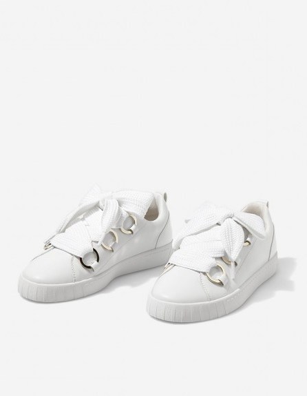 STRADIVARIUS White lace-up sneakers - flipped