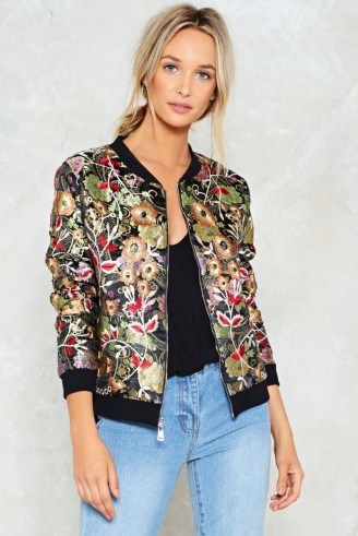 Nasty Gal Wild Summer Nights Floral Bomber Jacket ~ weekend jackets - flipped