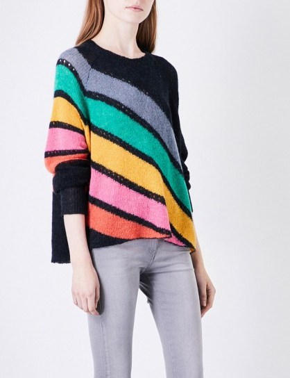 WILDFOX Mirage wool-blend jumper | striped multi-coloured jumpers | oversized knitwear - flipped
