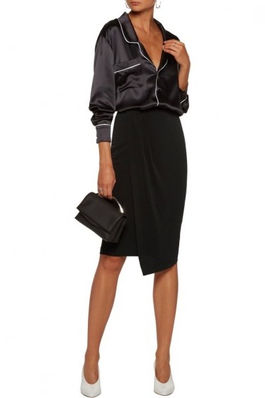 BY MALENE BIRGER Wiss wrap-effect stretch-crepe skirt | black asymmetric skirts - flipped