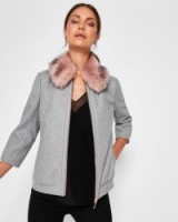 TED BAKER ROBLEY Wool faux fur bomber jacket