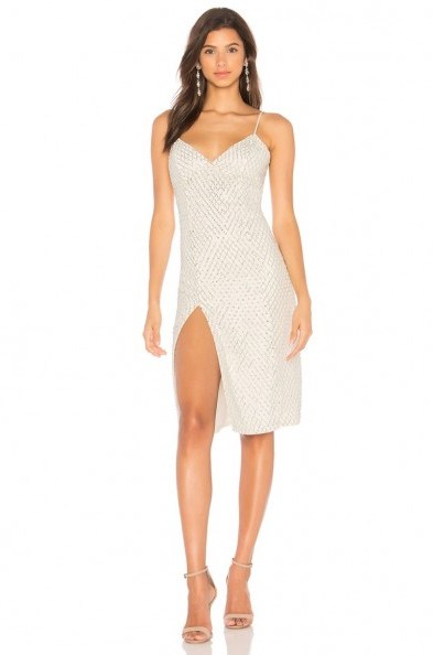 X by NBD MARISSA DRESS – beaded front slit strappy dresses - flipped