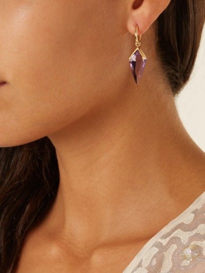 ARA VARTANIAN X Kate Moss amethyst & yellow-gold earring ~ single purple stone drop earrings - flipped
