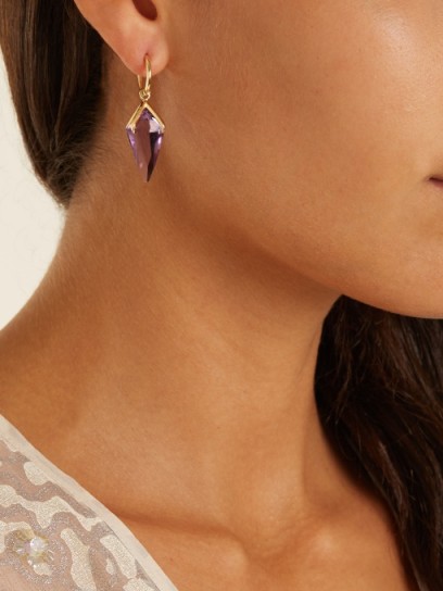 ARA VARTANIAN X Kate Moss amethyst & yellow-gold earring ~ single purple stone drop earrings