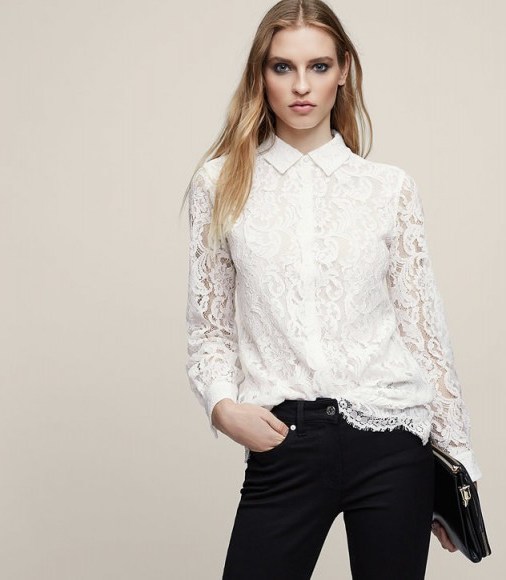 YASI LACE SHIRT OFF WHITE ~ floral shirts - flipped