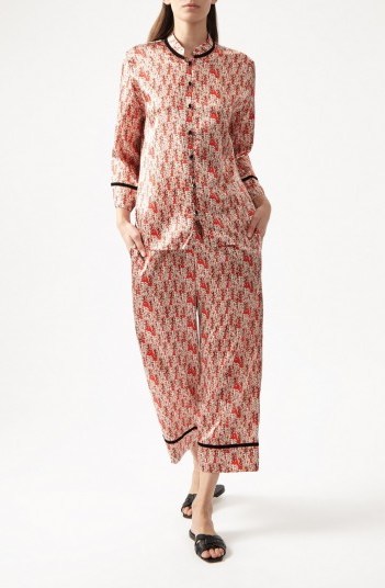 YOLKE Blossom Silk Lounge Suit – oriental style pyjamas – luxury nightwear – sleepwear - flipped