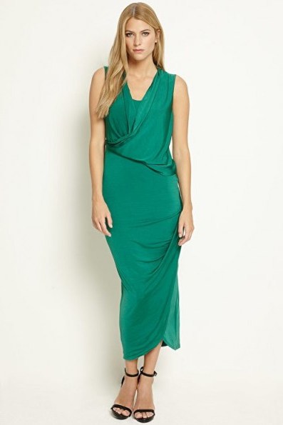 damsel in a dress ZEAL JERSEY MAXI SLINKY DRESS / GREEN EVENING DRESSES - flipped
